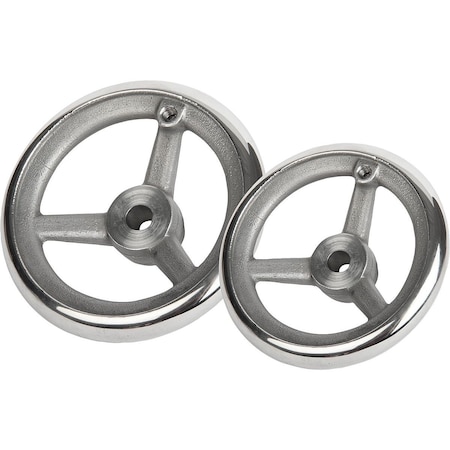 Kipp Handwheel DIN950 D1=200 Reamed Hole With Slot D2=18H7, B3=6, T=20, 8, D7=M10, Stainless Steel 1.4401 K1208.1200X18